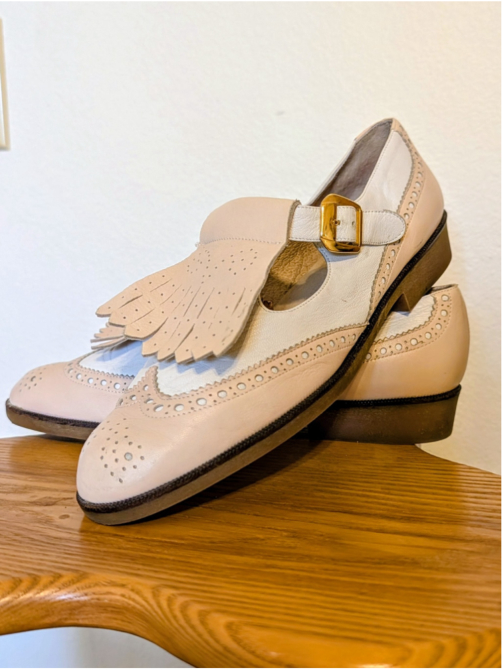Vintage Amalfi Rangoni Pink Leather Kiltie Loafers Mary Jane Oxford 8.5 Italy - Picture 10 of 12